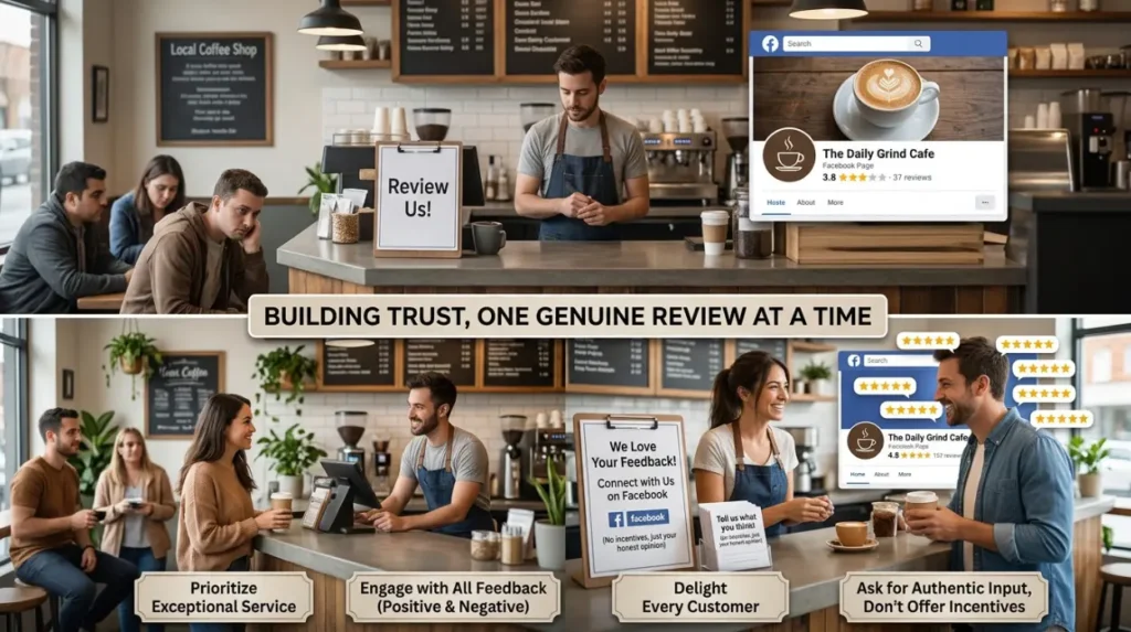 Can a Facebook rating be improved without violating platform rules?