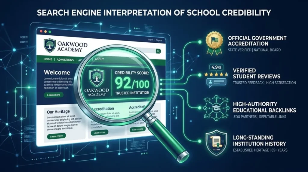 How Do Search Engines Interpret Trust and Credibility for Schools?