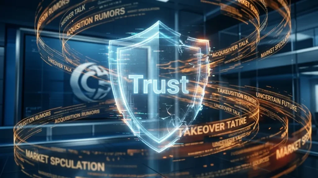 How do acquisition rumours influence trust and credibility signals?