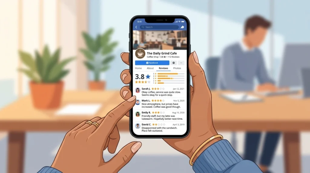 How do buyers interpret a stagnant Facebook review profile?