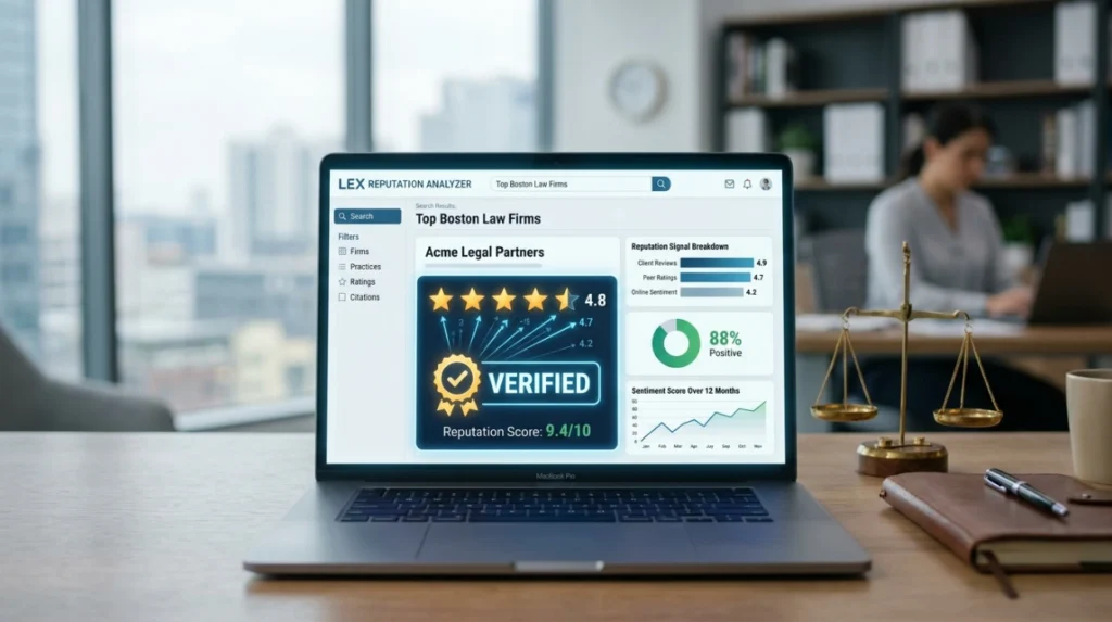 How do search engines interpret reputation signals for law firms?