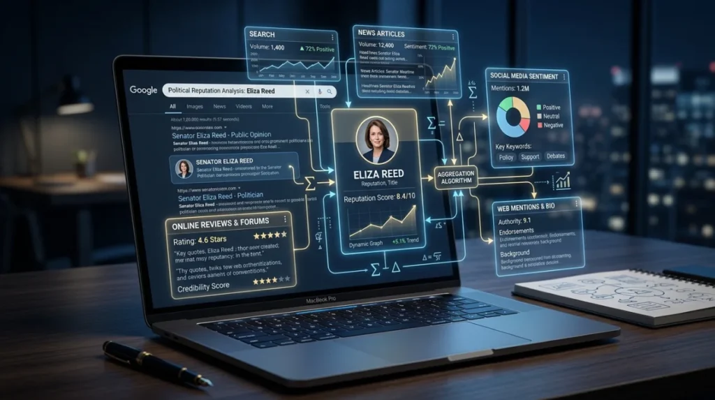 How do search engines interpret reputation signals for politicians?