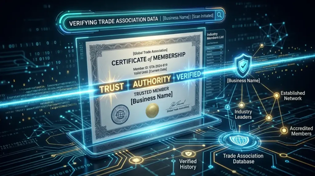 How do search engines interpret trade association membership?