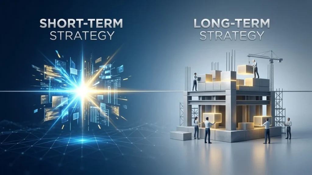 How do short-term and long-term reputation strategies differ?