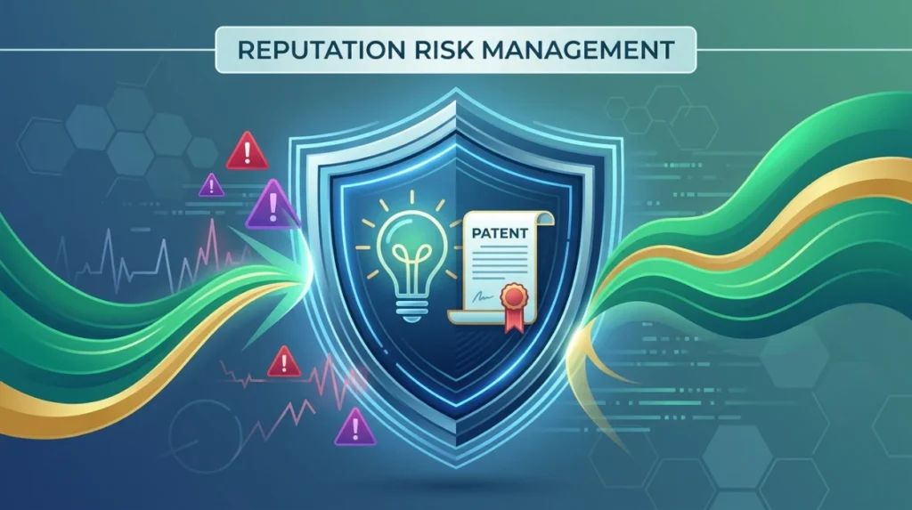How does Clear My Name manage reputation risks for patent practices?