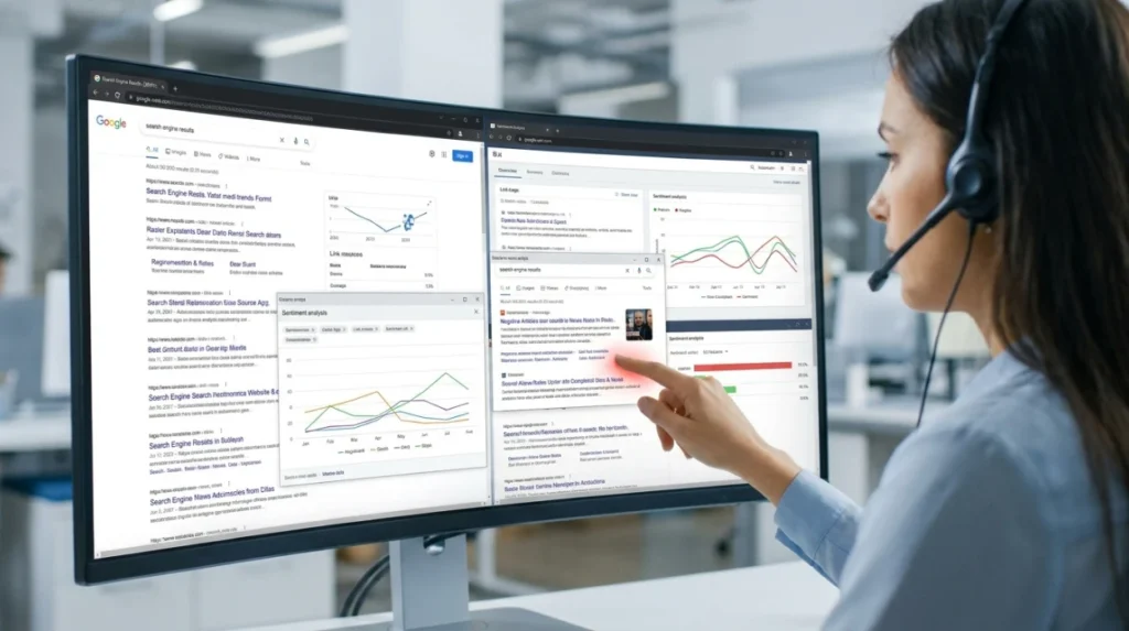 How does a reputation management agency evaluate negative search results?