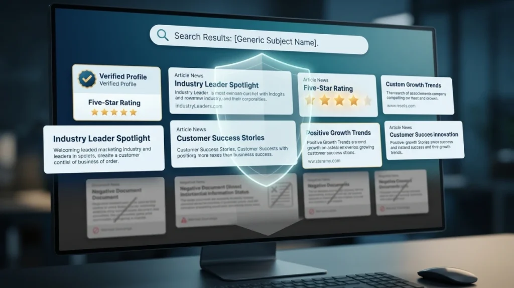 How does negative content suppression reduce reputation risk?