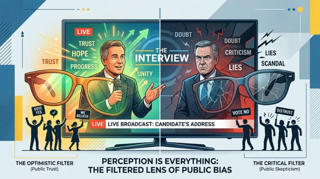 How does sentiment influence the interpretation of political interview content?