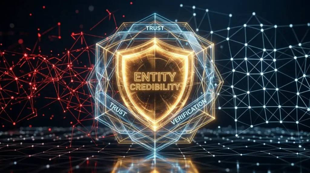 How does the service improve trust and entity credibility?
