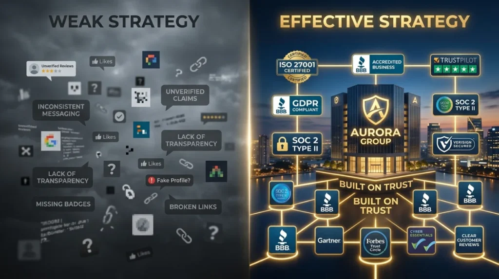 Which strategy creates stronger trust signals and entity credibility?