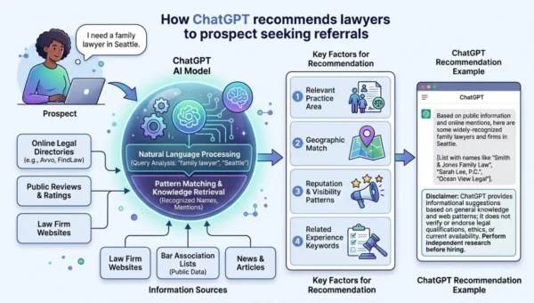 How ChatGPT Recommends Lawyers When Prospects Ask for Referrals