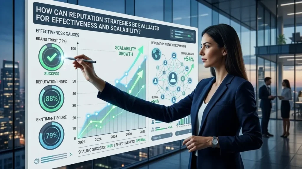 How can reputation strategies be evaluated for effectiveness and scalability?