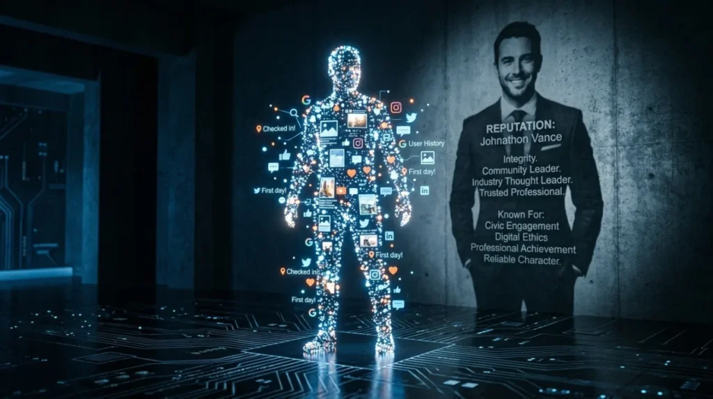 How does a digital footprint contribute to reputation formation?
