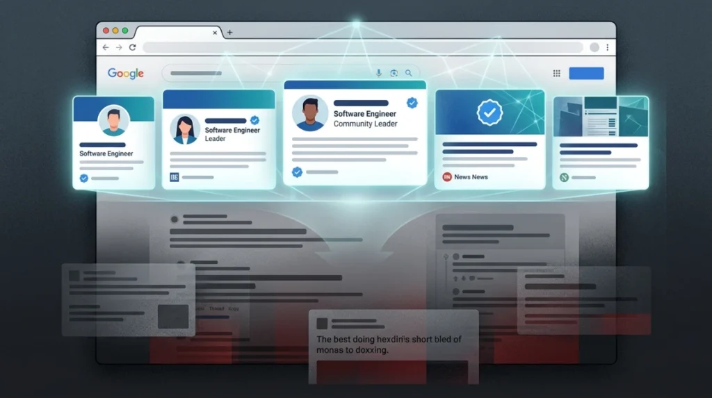 How does content enhancement influence SERP composition after doxxing?