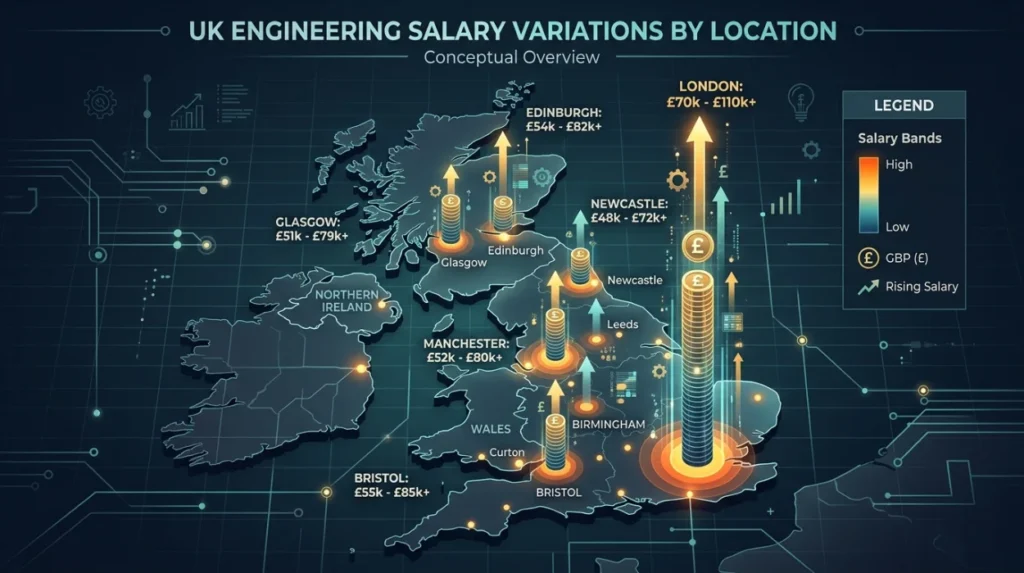 How does location change engineering salary expectations?