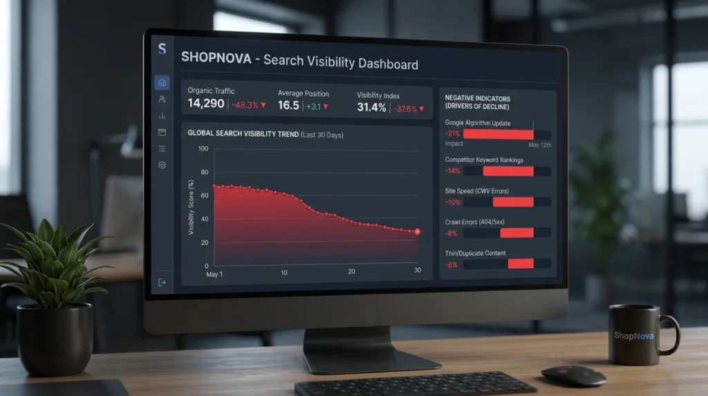 How does negative content affect an online store’s search visibility?