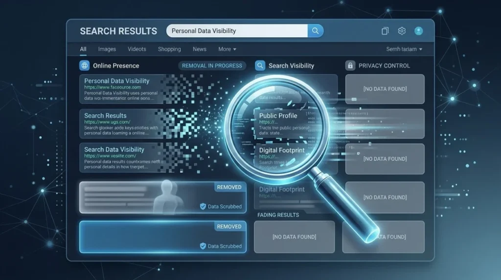 How does personal information removal affect search visibility?
