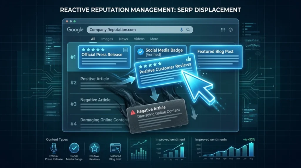 How does reactive reputation management influence SERP composition?