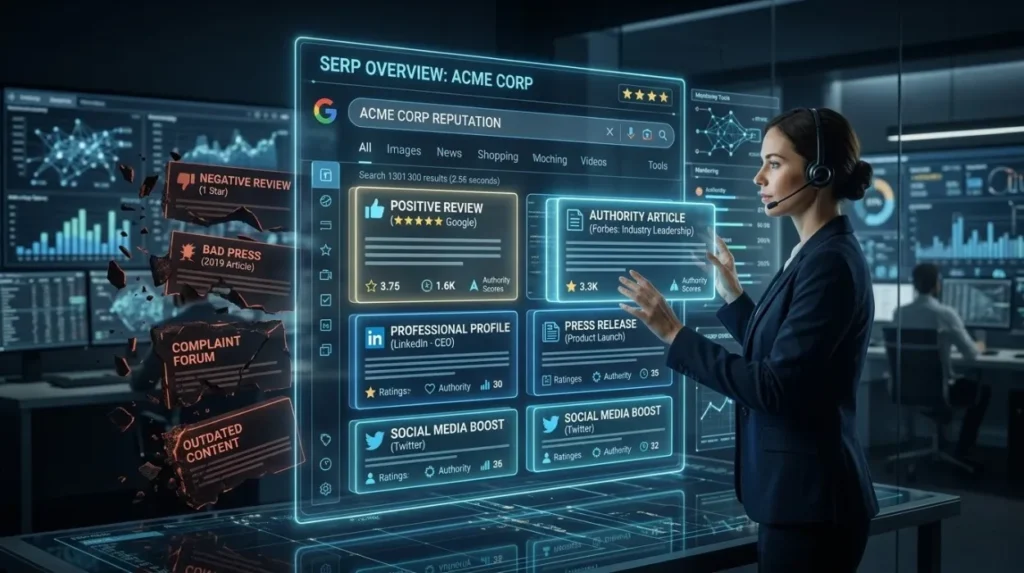 How does reputation management affect SERP composition?