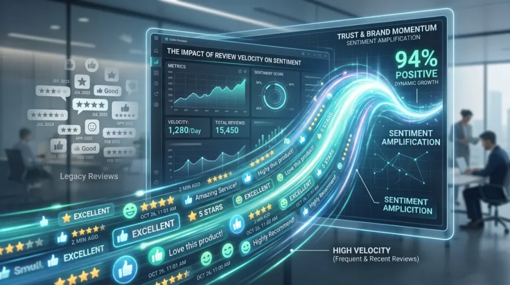 How does review velocity affect sentiment interpretation?