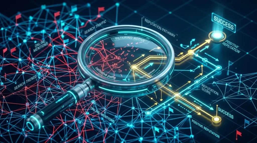 How does search analysis reduce the risk of ineffective reputation management?