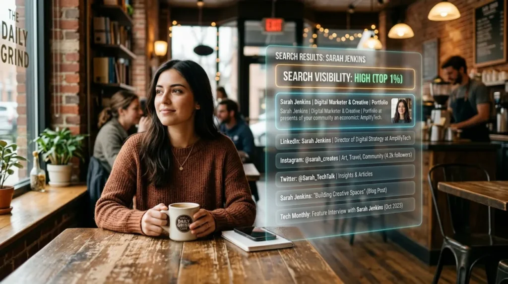 How does search visibility affect perceptions before a first date?