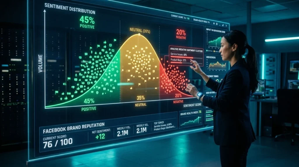 How does sentiment distribution affect Facebook reputation analysis?