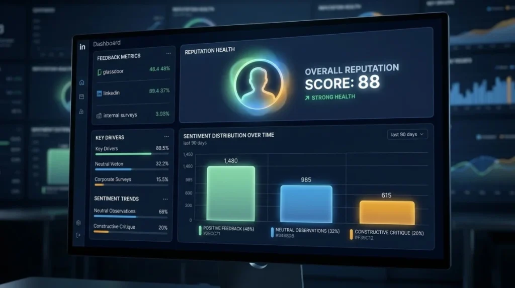 How does sentiment distribution affect recruiter reputation?