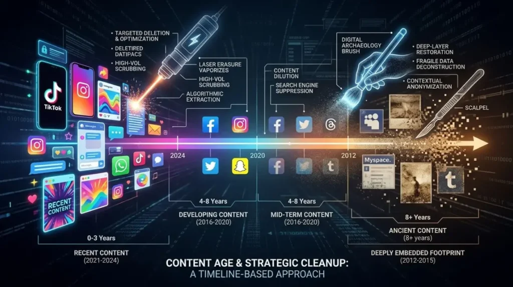 How does the age of teenage content affect the cleanup strategy?