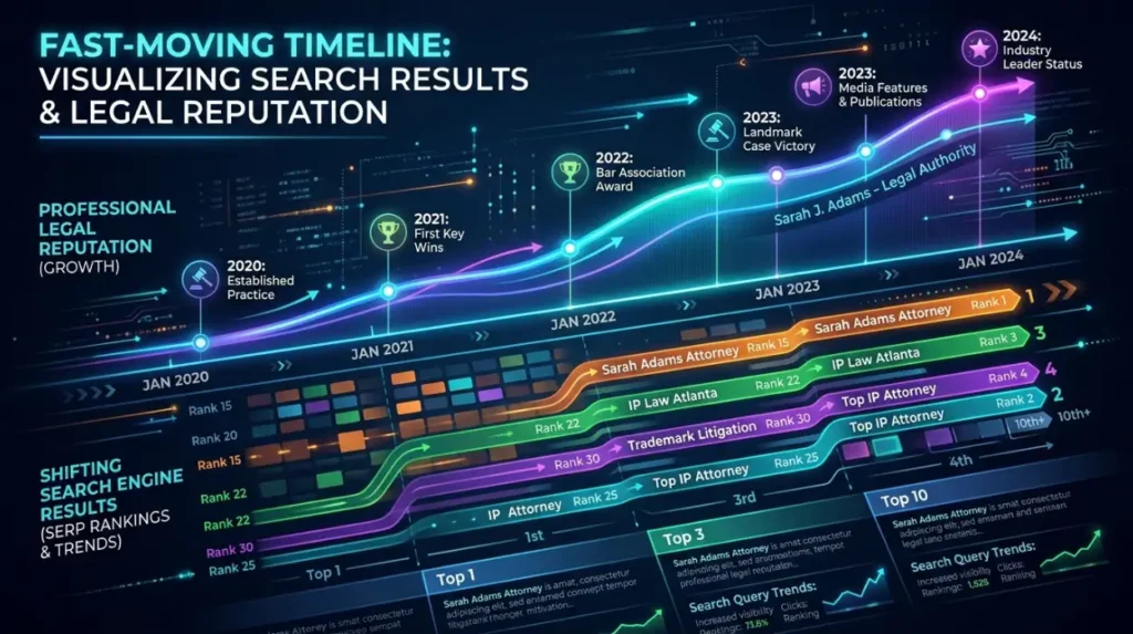 How quickly can a legal reputation strategy affect search perception?