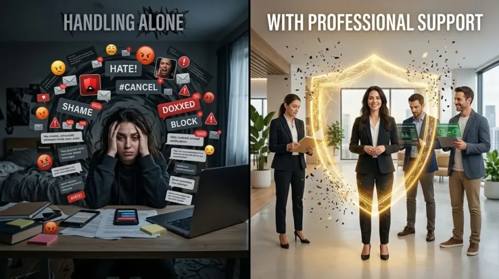 Is professional reputation management worth the cost compared with handling harassment alone?