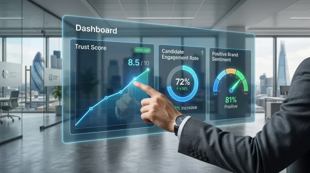 Which outcomes can a finance recruiter measure after reputation management?