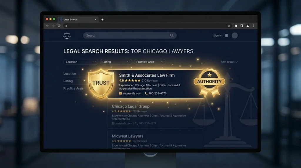 Why do authority and trust signals matter in legal search results?