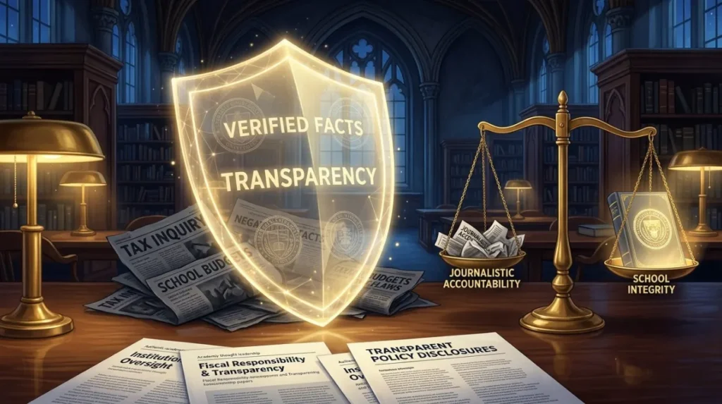How can schools suppress negative tax articles without compromising credibility?