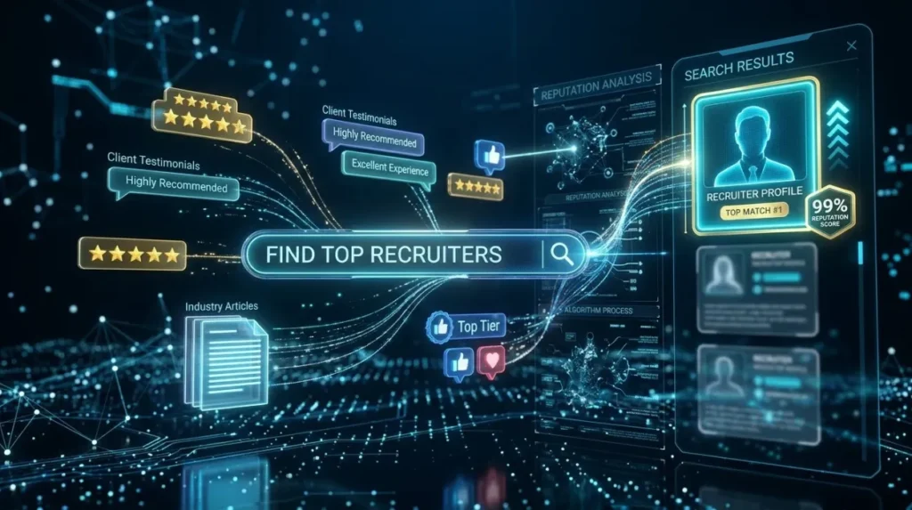 How does recruiter reputation content influence search results?