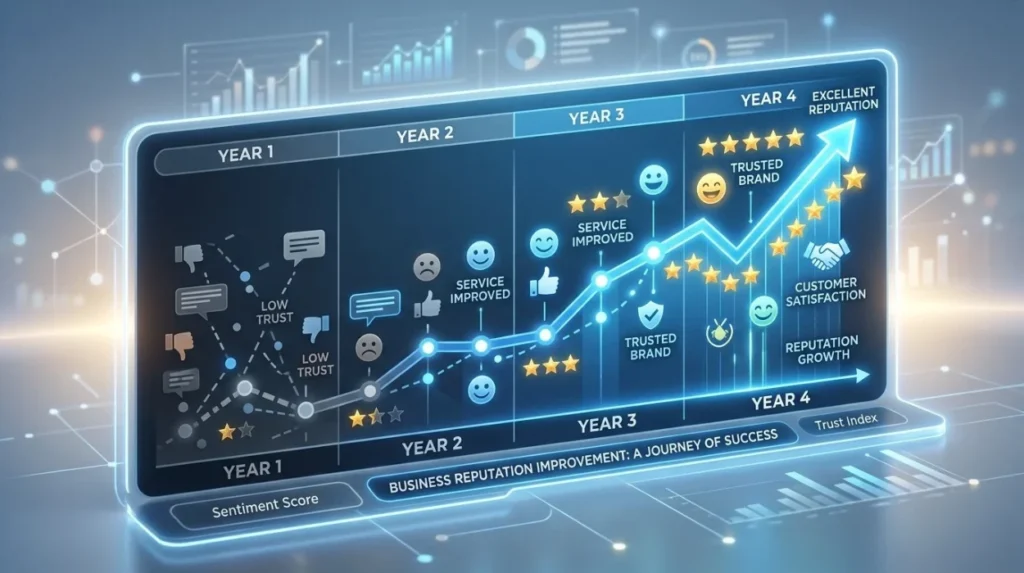 How quickly can a business expect measurable reputation improvements?