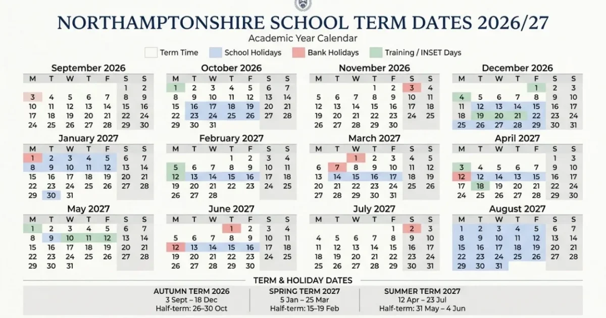 Northamptonshire School Term Dates 2026/27: Full Calendar