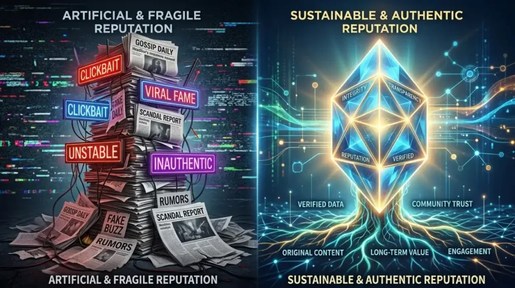 Which approach creates more sustainable reputation signals?
